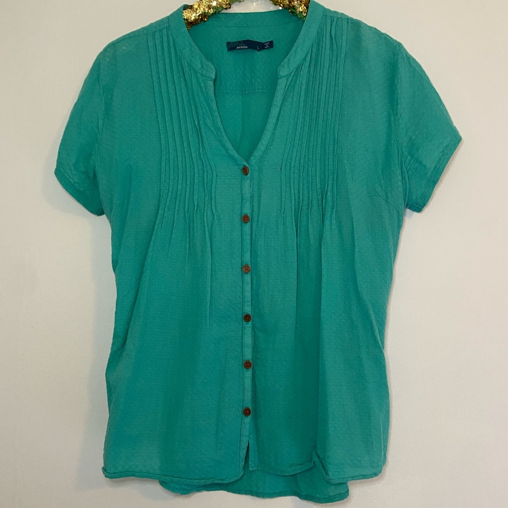 Prana Women’s Ellie Short Sleeve Top Turquoise Size Large